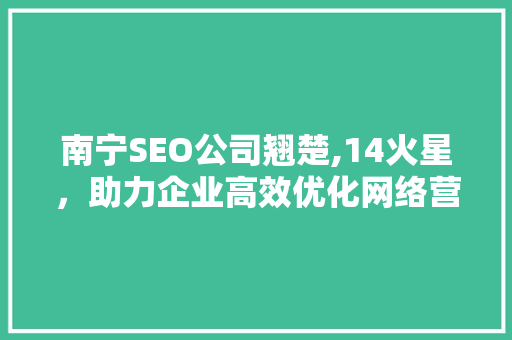南宁SEO公司翘楚,14火星，助力企业高效优化网络营销