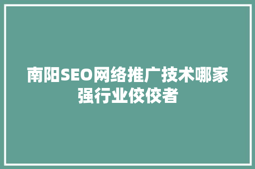 南阳SEO网络推广技术哪家强行业佼佼者