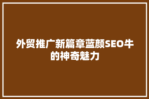 外贸推广新篇章蓝颜SEO牛的神奇魅力