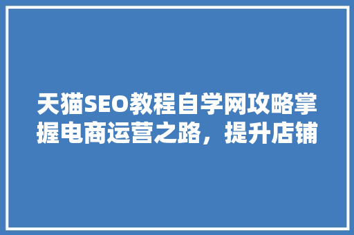 天猫SEO教程自学网攻略掌握电商运营之路，提升店铺排名与转化率