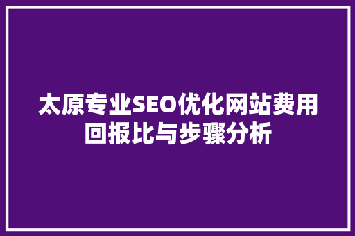 太原专业SEO优化网站费用回报比与步骤分析