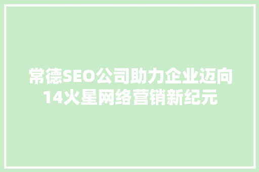 常德SEO公司助力企业迈向14火星网络营销新纪元