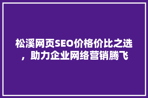 松溪网页SEO价格价比之选，助力企业网络营销腾飞