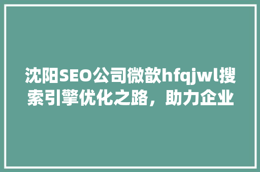 沈阳SEO公司微歆hfqjwl搜索引擎优化之路，助力企业腾飞