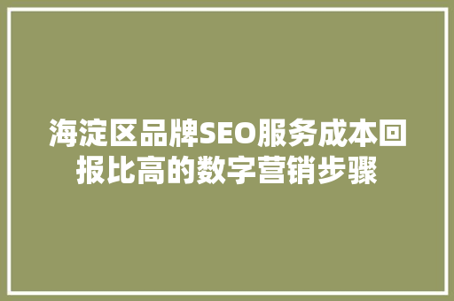 海淀区品牌SEO服务成本回报比高的数字营销步骤
