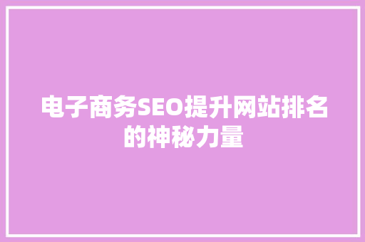 电子商务SEO提升网站排名的神秘力量