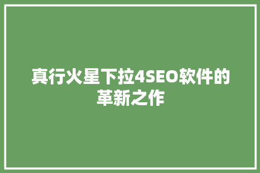 真行火星下拉4SEO软件的革新之作