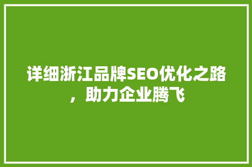 详细浙江品牌SEO优化之路，助力企业腾飞