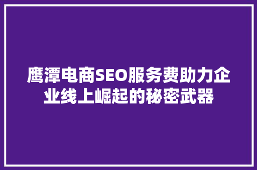 鹰潭电商SEO服务费助力企业线上崛起的秘密武器