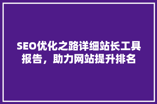 SEO优化之路详细站长工具报告，助力网站提升排名