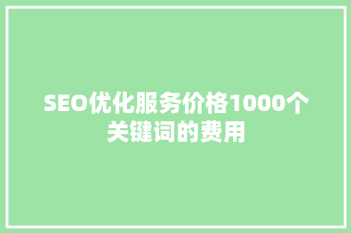 SEO优化服务价格1000个关键词的费用