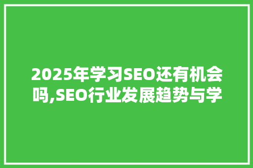 2025年学习SEO还有机会吗,SEO行业发展趋势与学习机遇
