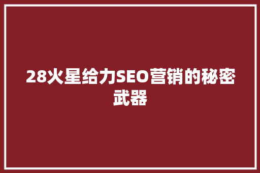 28火星给力SEO营销的秘密武器