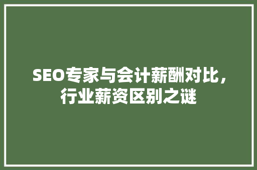 SEO专家与会计薪酬对比，行业薪资区别之谜