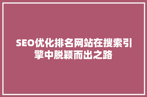SEO优化排名网站在搜索引擎中脱颖而出之路