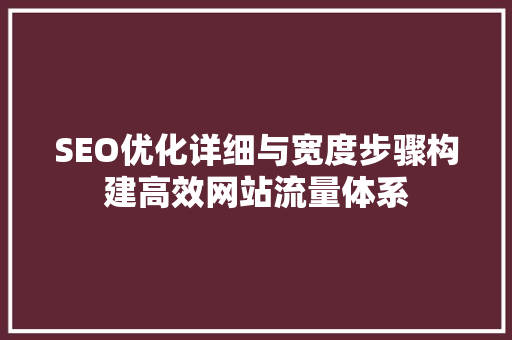 SEO优化详细与宽度步骤构建高效网站流量体系
