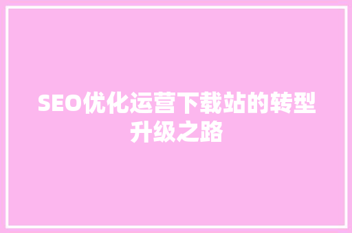 SEO优化运营下载站的转型升级之路