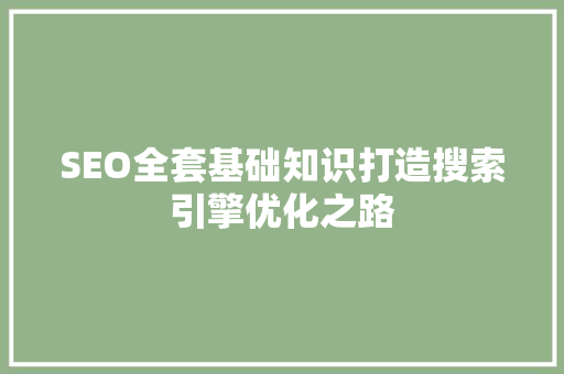 SEO全套基础知识打造搜索引擎优化之路
