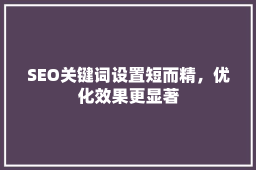 SEO关键词设置短而精，优化效果更显著