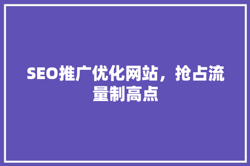 SEO推广优化网站，抢占流量制高点