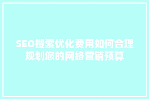 SEO搜索优化费用如何合理规划您的网络营销预算