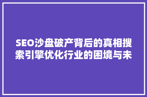 SEO沙盘破产背后的真相搜索引擎优化行业的困境与未来