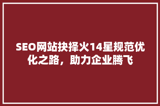 SEO网站抉择火14星规范优化之路，助力企业腾飞