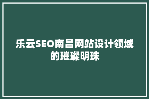 乐云SEO南昌网站设计领域的璀璨明珠