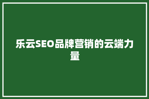 乐云SEO品牌营销的云端力量
