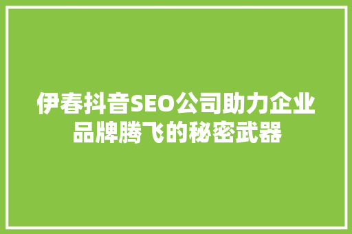 伊春抖音SEO公司助力企业品牌腾飞的秘密武器