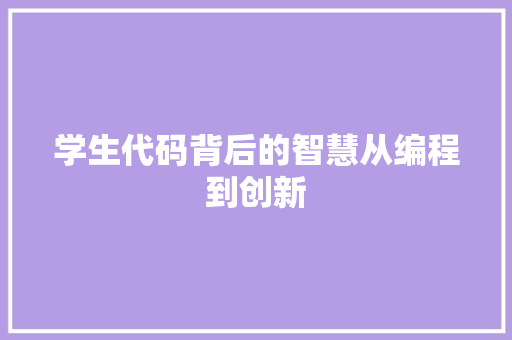 学生代码背后的智慧从编程到创新