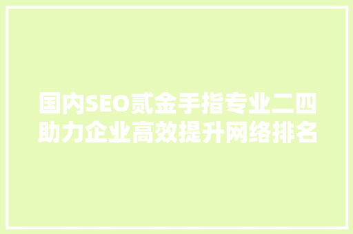国内SEO贰金手指专业二四助力企业高效提升网络排名