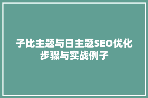 子比主题与日主题SEO优化步骤与实战例子