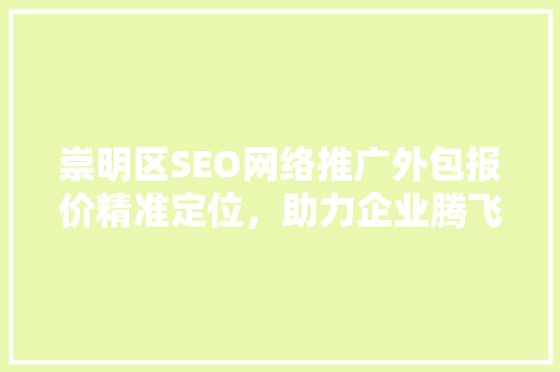 崇明区SEO网络推广外包报价精准定位，助力企业腾飞