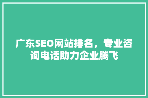 广东SEO网站排名，专业咨询电话助力企业腾飞