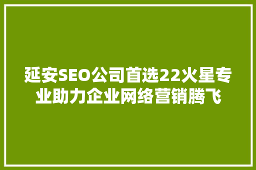 延安SEO公司首选22火星专业助力企业网络营销腾飞