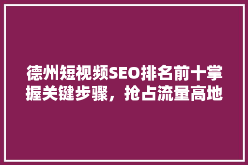 德州短视频SEO排名前十掌握关键步骤，抢占流量高地  第1张
