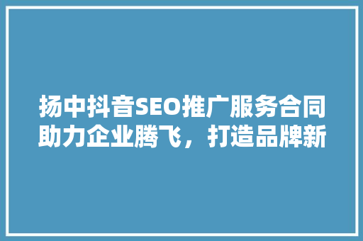 扬中抖音SEO推广服务合同助力企业腾飞，打造品牌新高度  第1张