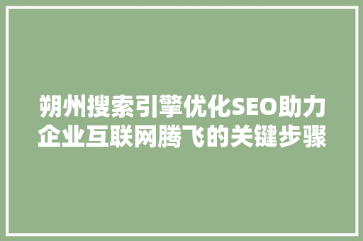 朔州搜索引擎优化SEO助力企业互联网腾飞的关键步骤