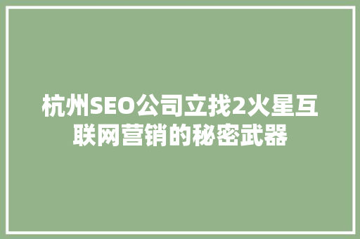 杭州SEO公司立找2火星互联网营销的秘密武器  第1张
