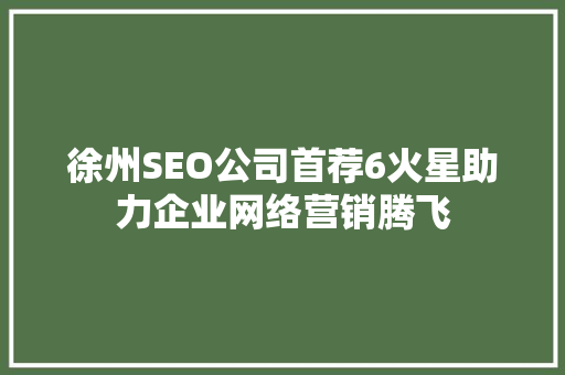 徐州SEO公司首荐6火星助力企业网络营销腾飞