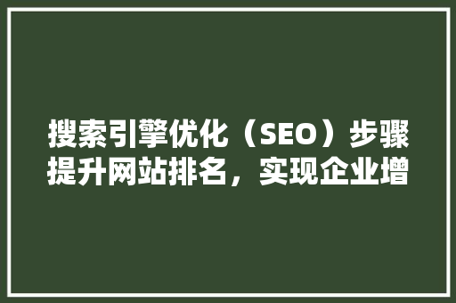 搜索引擎优化（SEO）步骤提升网站排名，实现企业增长