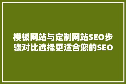 模板网站与定制网站SEO步骤对比选择更适合您的SEO步骤