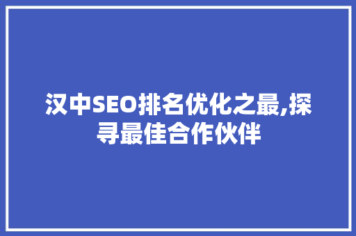 汉中SEO排名优化之最,探寻最佳合作伙伴