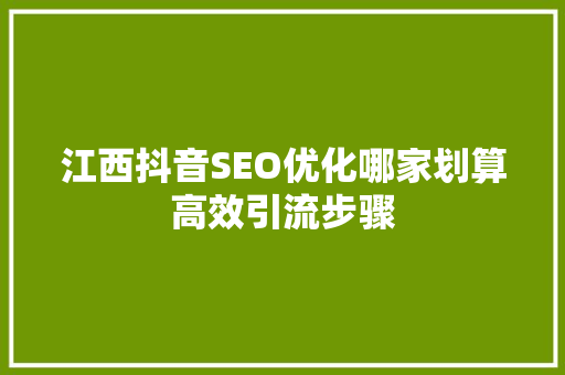 江西抖音SEO优化哪家划算高效引流步骤