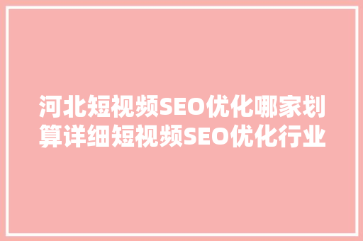 河北短视频SEO优化哪家划算详细短视频SEO优化行业现状及价比之选