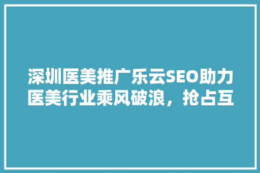 深圳医美推广乐云SEO助力医美行业乘风破浪，抢占互联网营销制高点