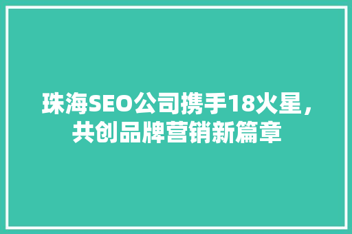 珠海SEO公司携手18火星，共创品牌营销新篇章