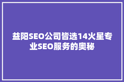 益阳SEO公司皆选14火星专业SEO服务的奥秘