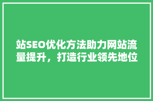 站SEO优化方法助力网站流量提升，打造行业领先地位